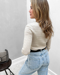 Tætsiddende hverdags bluse med o-neck