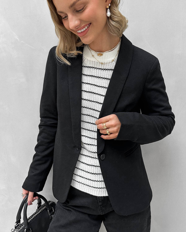 Jersey blazer i sort til damer