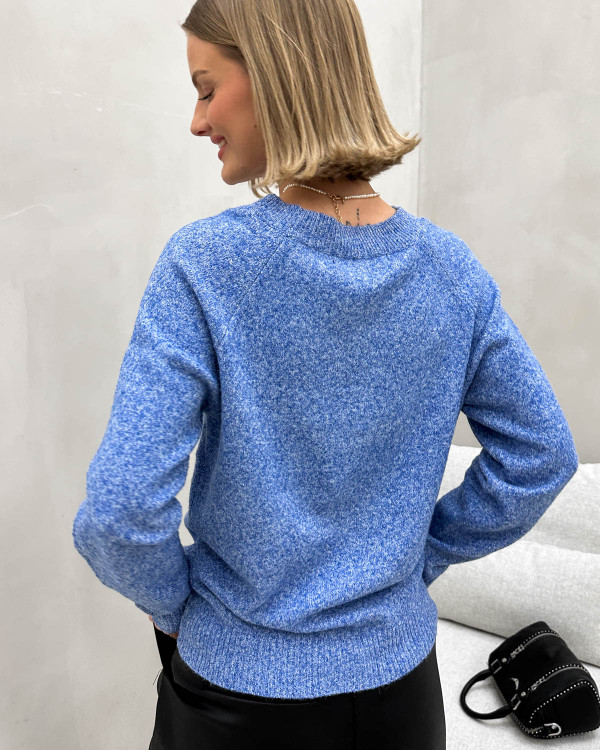 Blå strikbluse til damer - Vero Moda