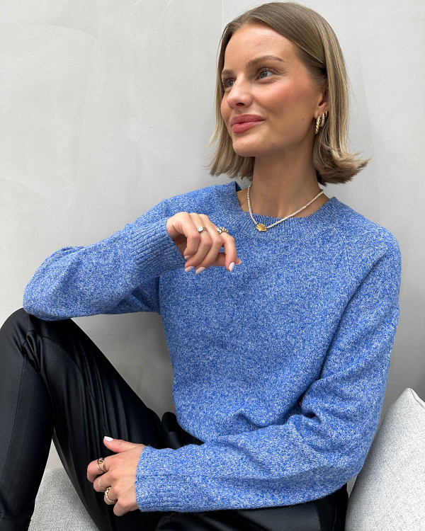 Blå strikbluse til damer - Vero Moda