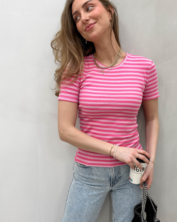 Stribet bluse fra Pieces