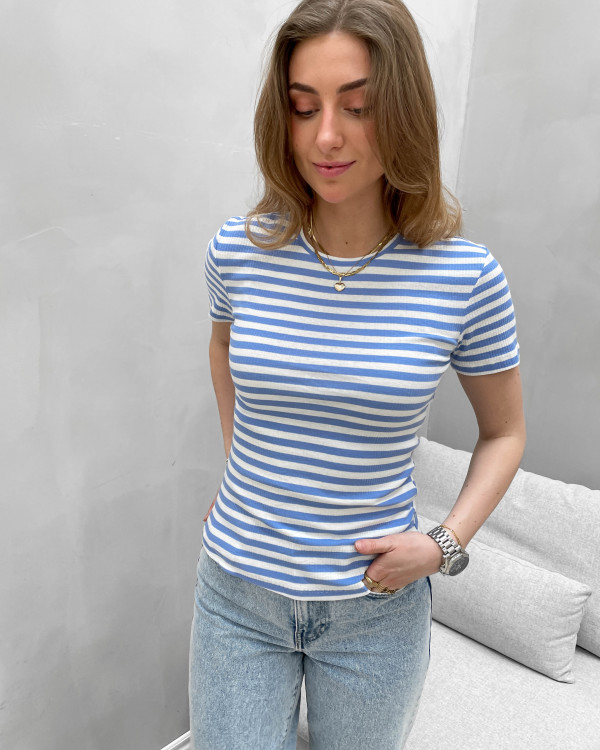 Stribet t-shirt til damer - Pieces mode
