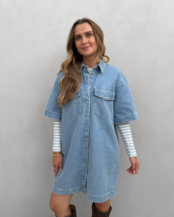 Denim kjole med frontlommer - Only denim dress