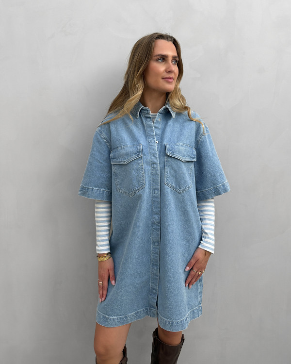 Denim kjole med frontlommer - Only denim dress