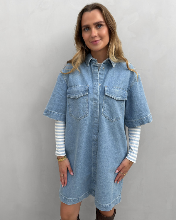 Denim kjole med frontlommer - Only denim dress