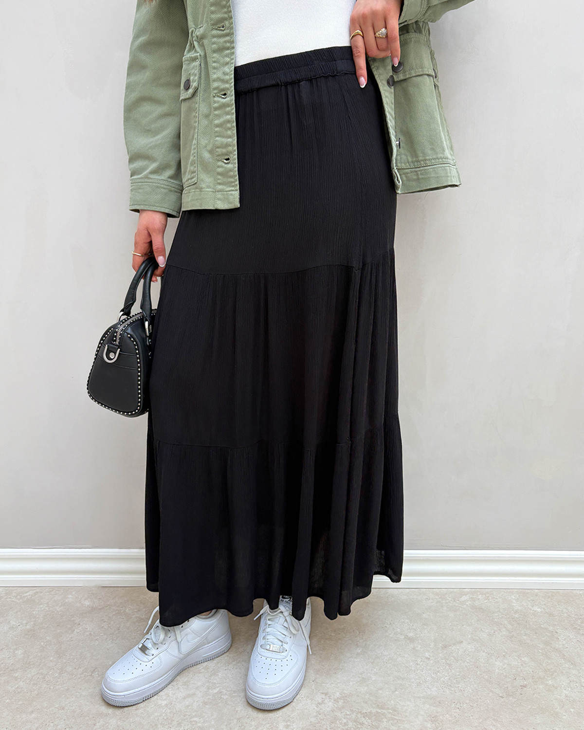 ONLY Onlmikka Black Life Long Skirt - S - Sort