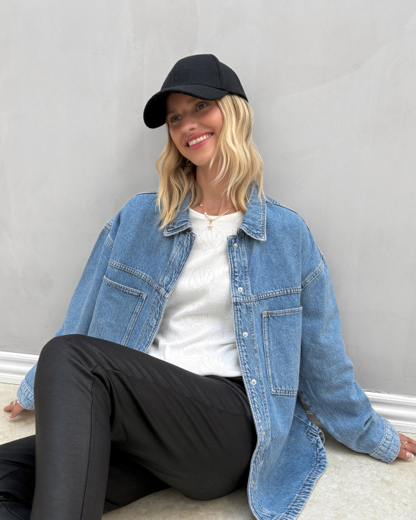 Denim jakke i oversize pasform