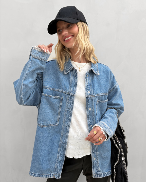 Denim jakke i oversize pasform