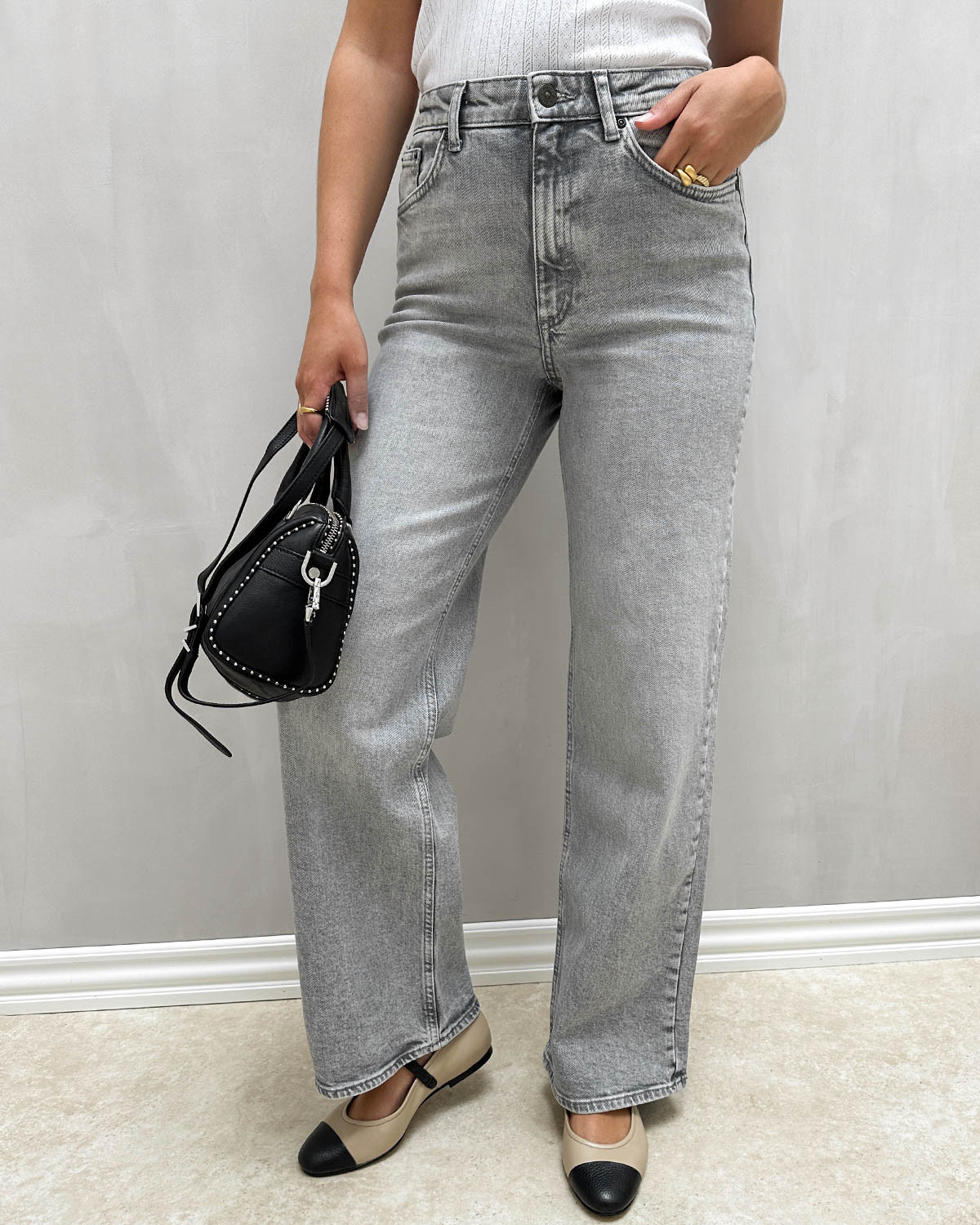 Juicy Only Jeans Grey ONLY Onljuicy Medium Grey Denim Hw Wide Leg