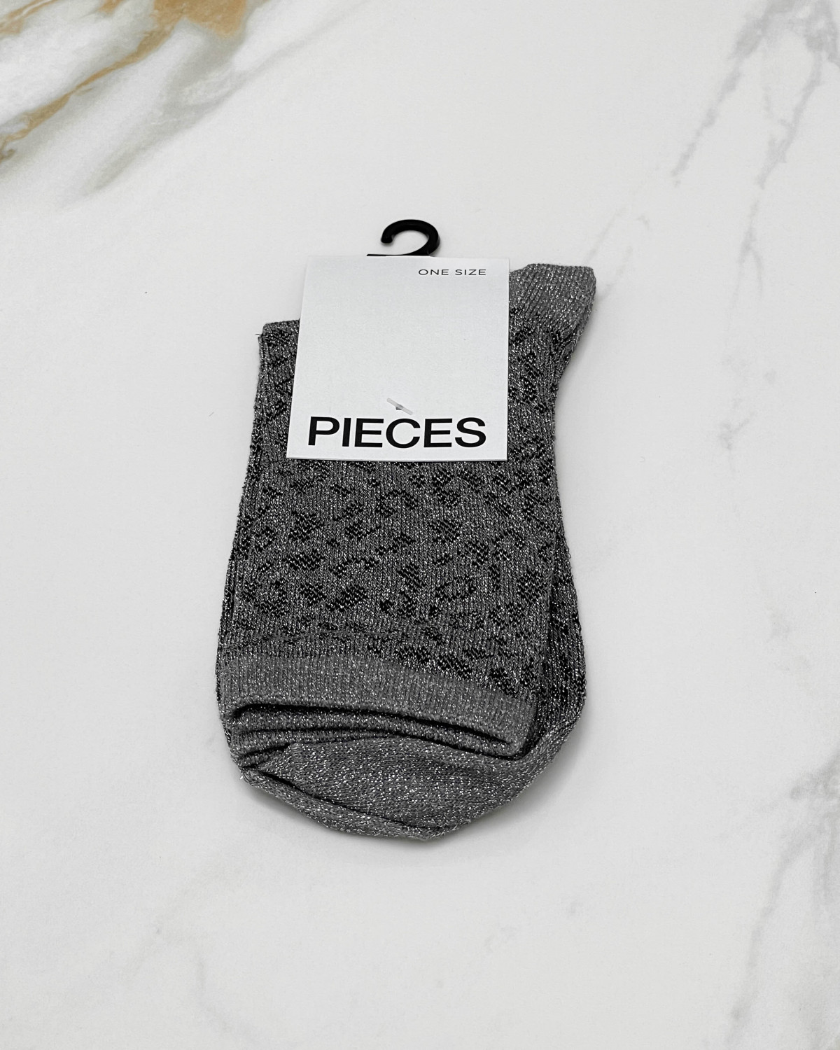 Pieces Pcsebby December Sky Magnet Glitter Long Aop Socks - One Size - Grå