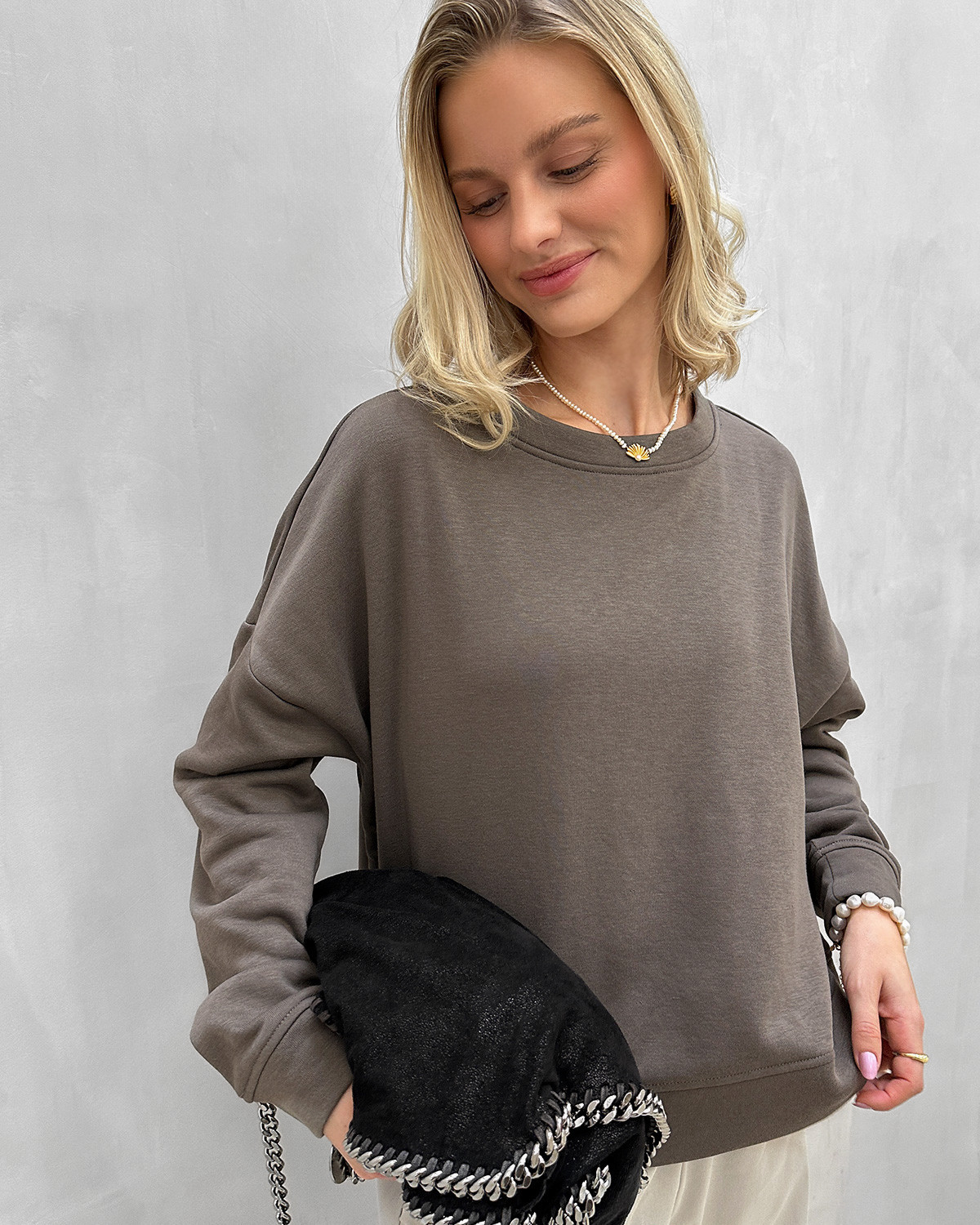 Pieces Pcchilli Morel Ls Sweat - L - Brun
