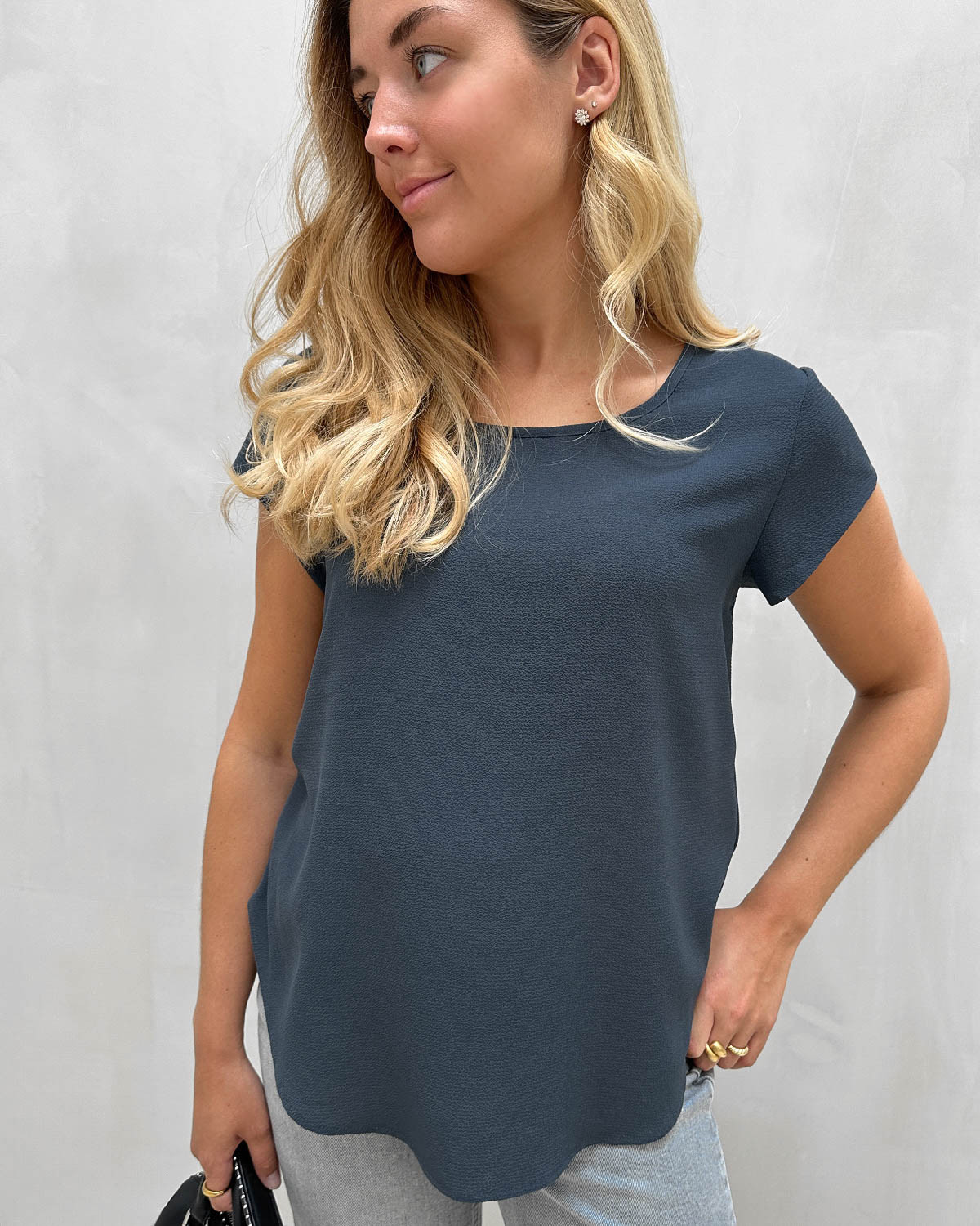 ONLY Onlvic Ombre Blue S/S Solid Top - 34 - Blå