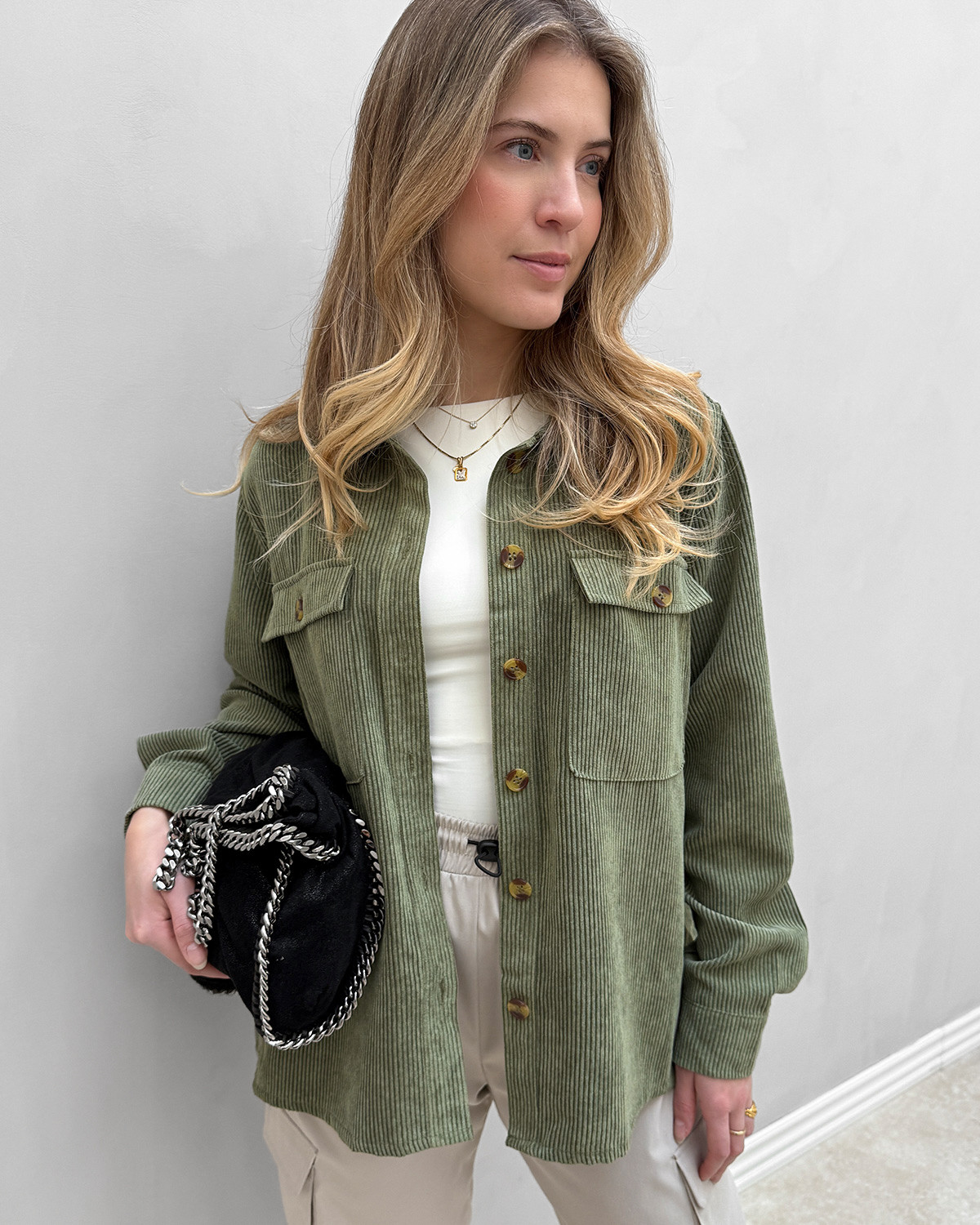 Pieces Pceffi Olivine Ls Shirt - XL - Grøn