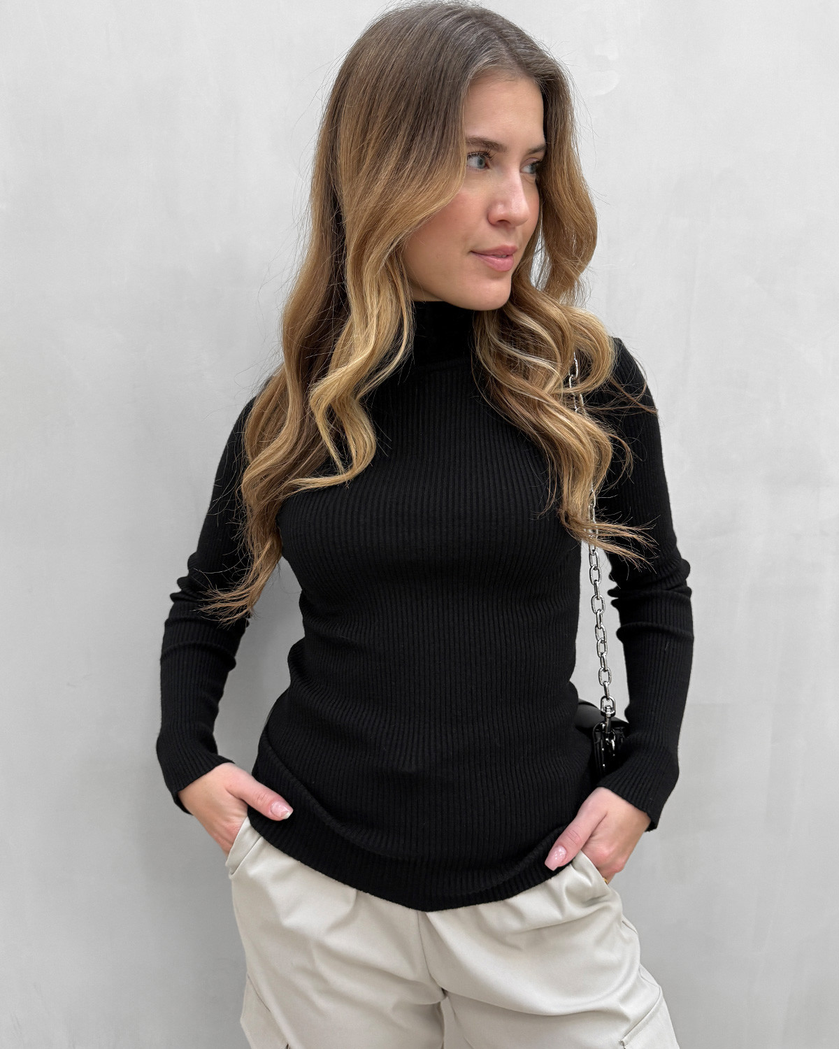 Pieces Pcmira Black Ls Rollneck Knit - XS - Sort