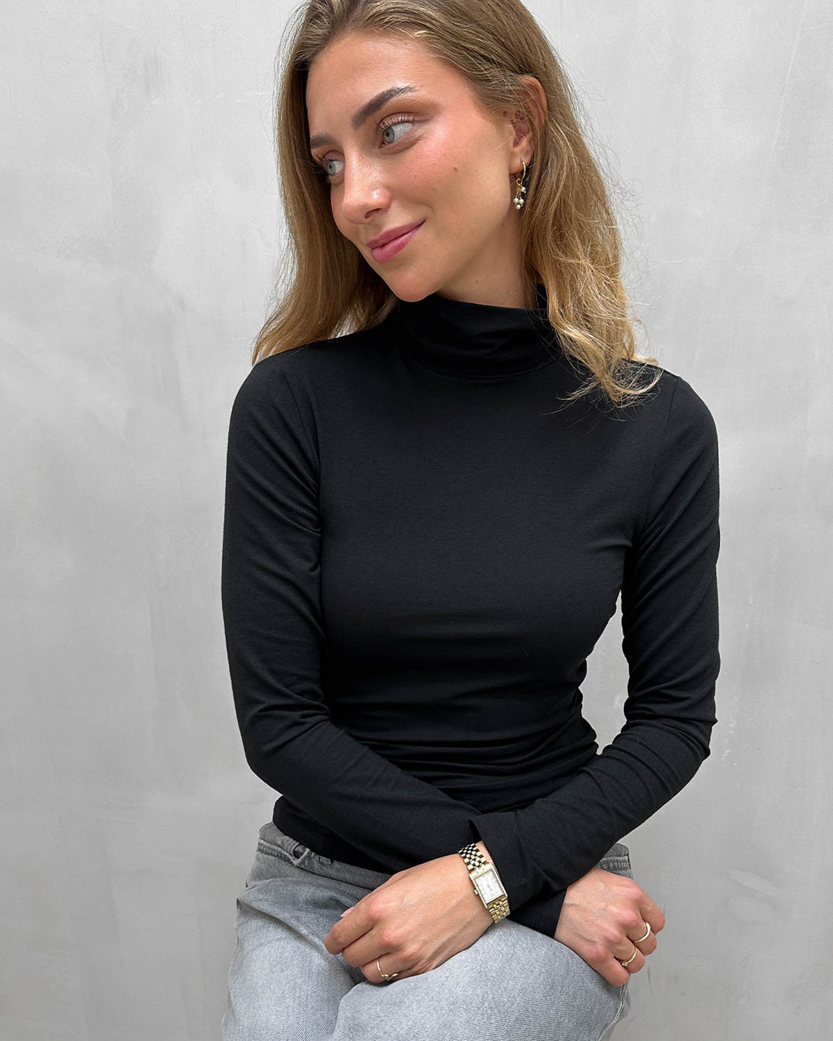 Pieces Pcsirene Black Ls Rollneck Top - XS - Sort