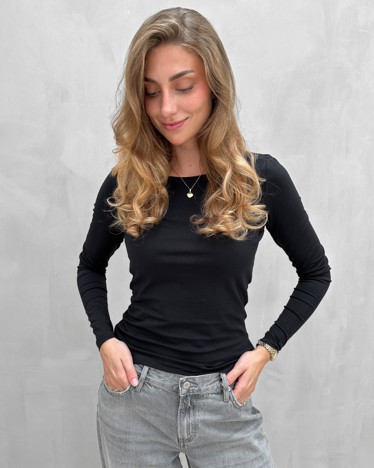 VILA Vinora Black Beauty L/S O-Neck Top - XL - Sort