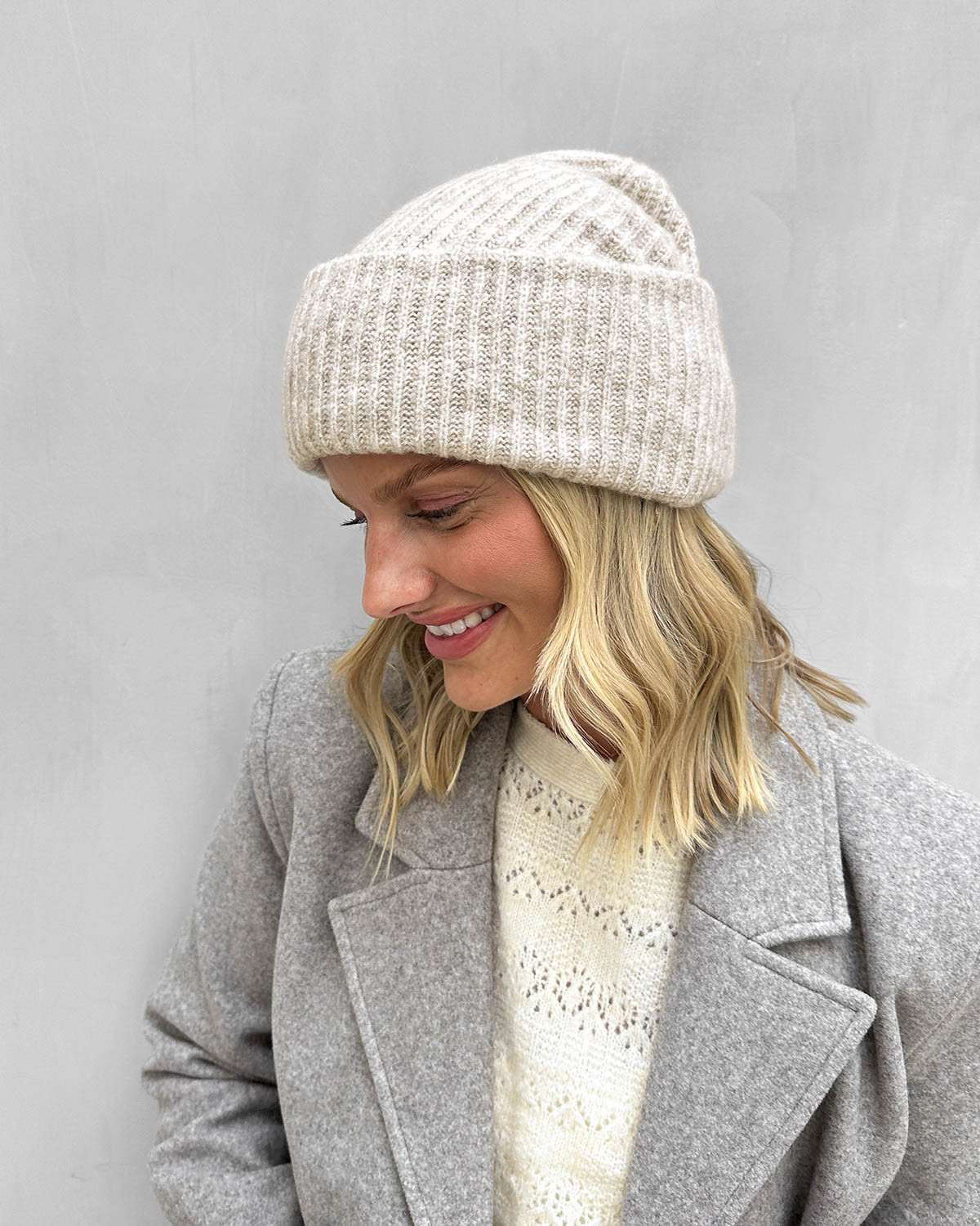 Pieces Pcmoella Whitecap Gray Melange Hood - Beige - One Size