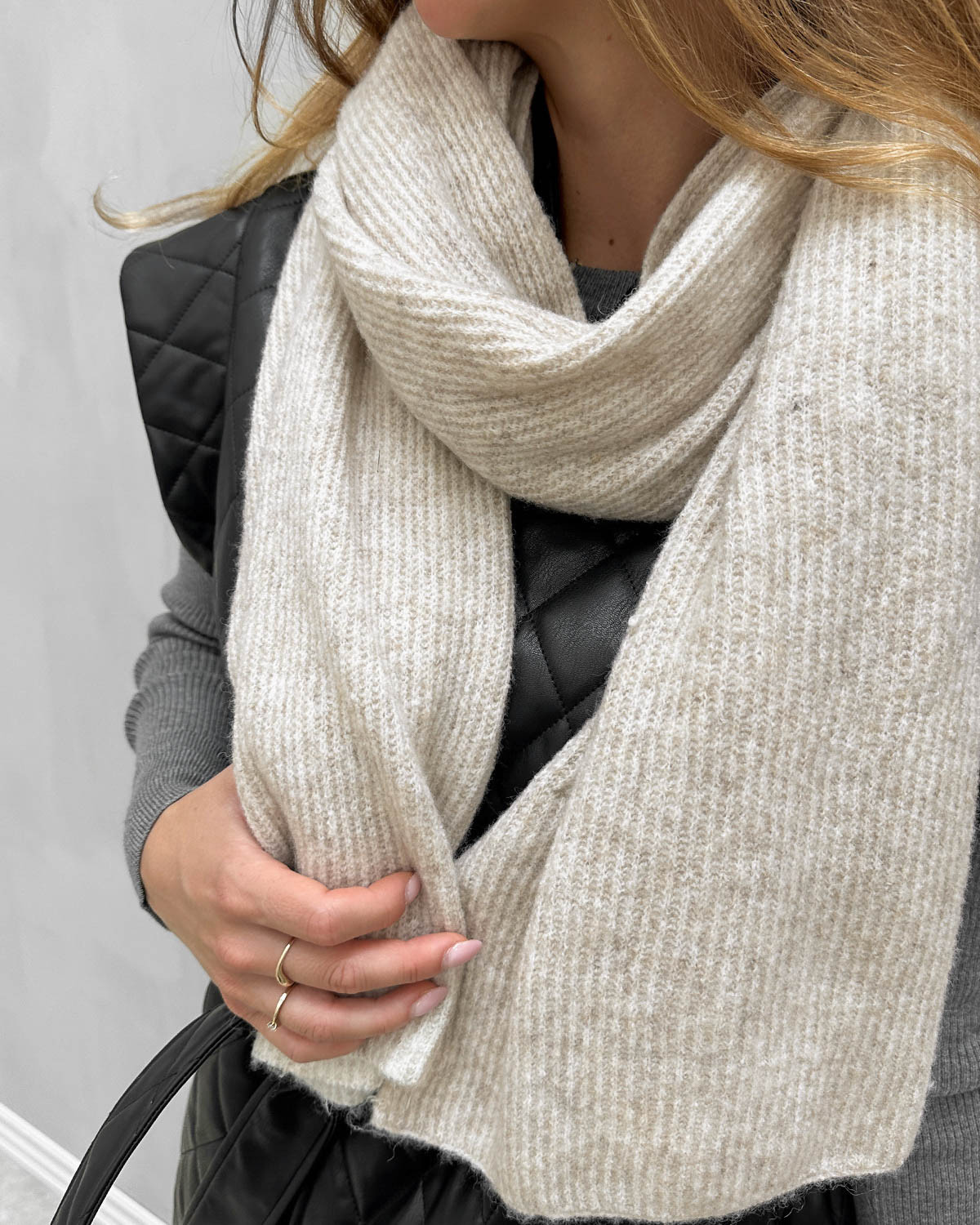 Pieces Pcmoella Whitecap Gray Melange Scarf - Beige - One Size