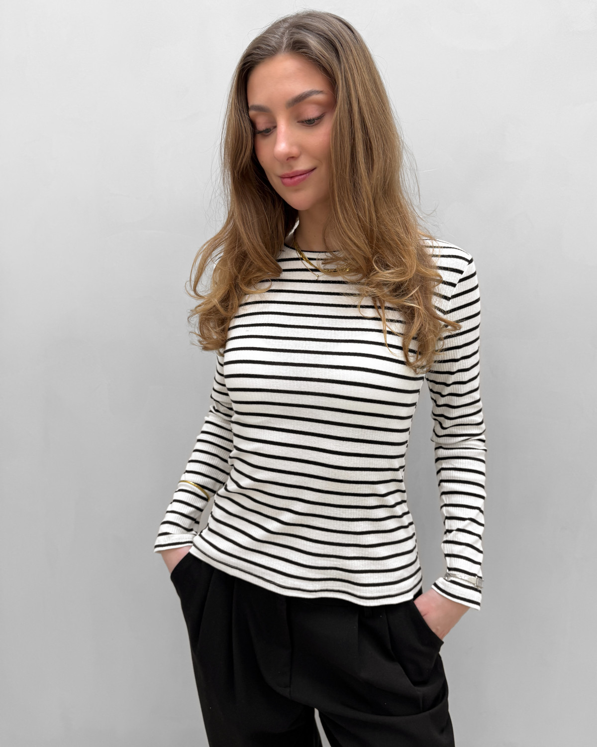 Pieces Pcruka Cloud Dancer New Black Ls Top - XS - Hvid