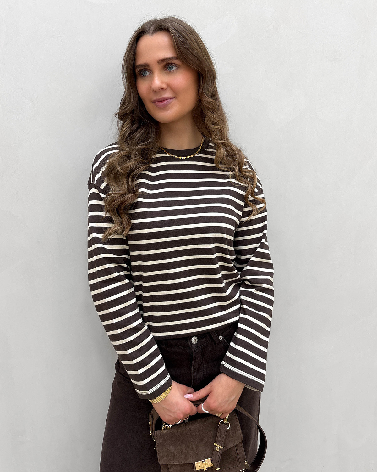 ONLY Onlnew Black Coffee Birch Soph L/S O-Neck Top - L - Sort