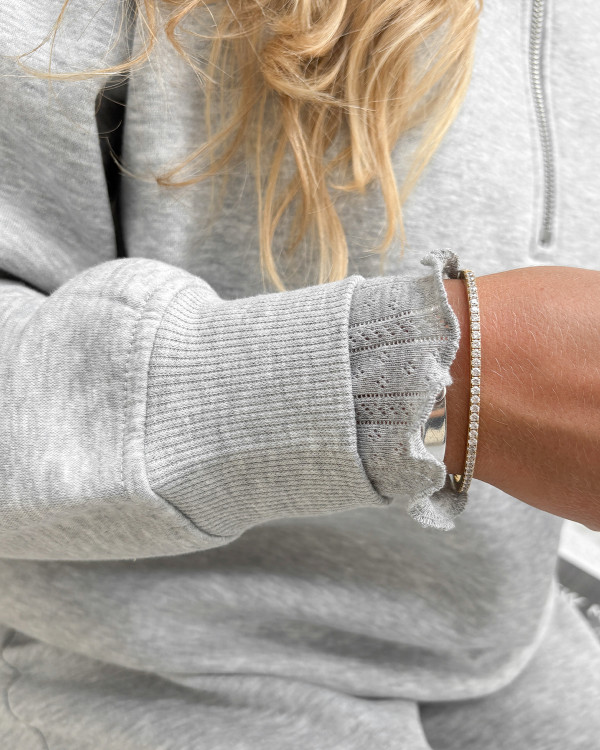 Grå sweat bluse med zipper