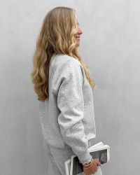 Grå sweat bluse med zipper