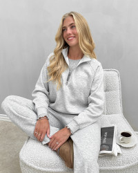 Grå sweat bluse med zipper