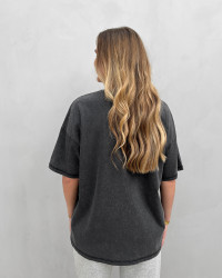 Sort t-shirt med print til damer