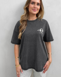 Sort t-shirt med print til damer