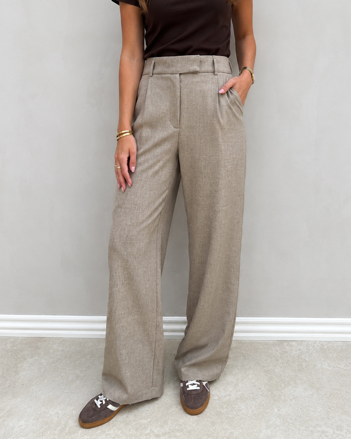 ONLY Onllinda Fungi Melange Hw Str Mel Pants - XL - Brun