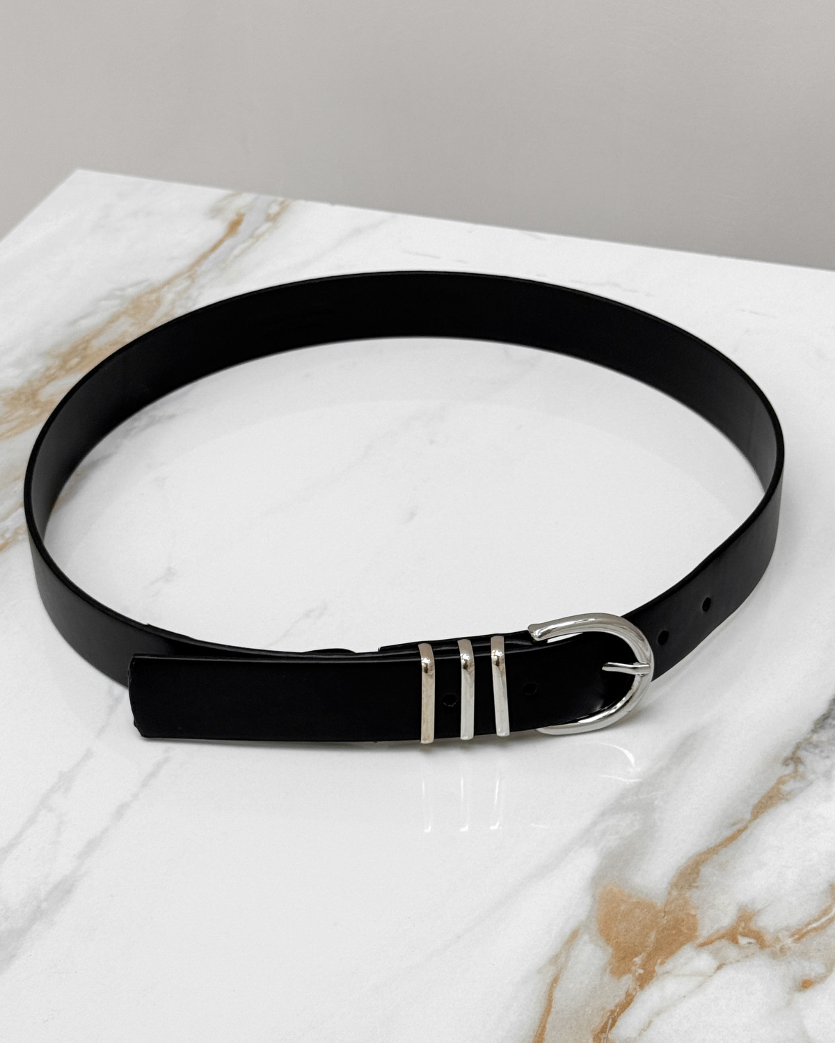 Vero Moda Vmelisa Black Silver Coated Belt - 85 - Sort