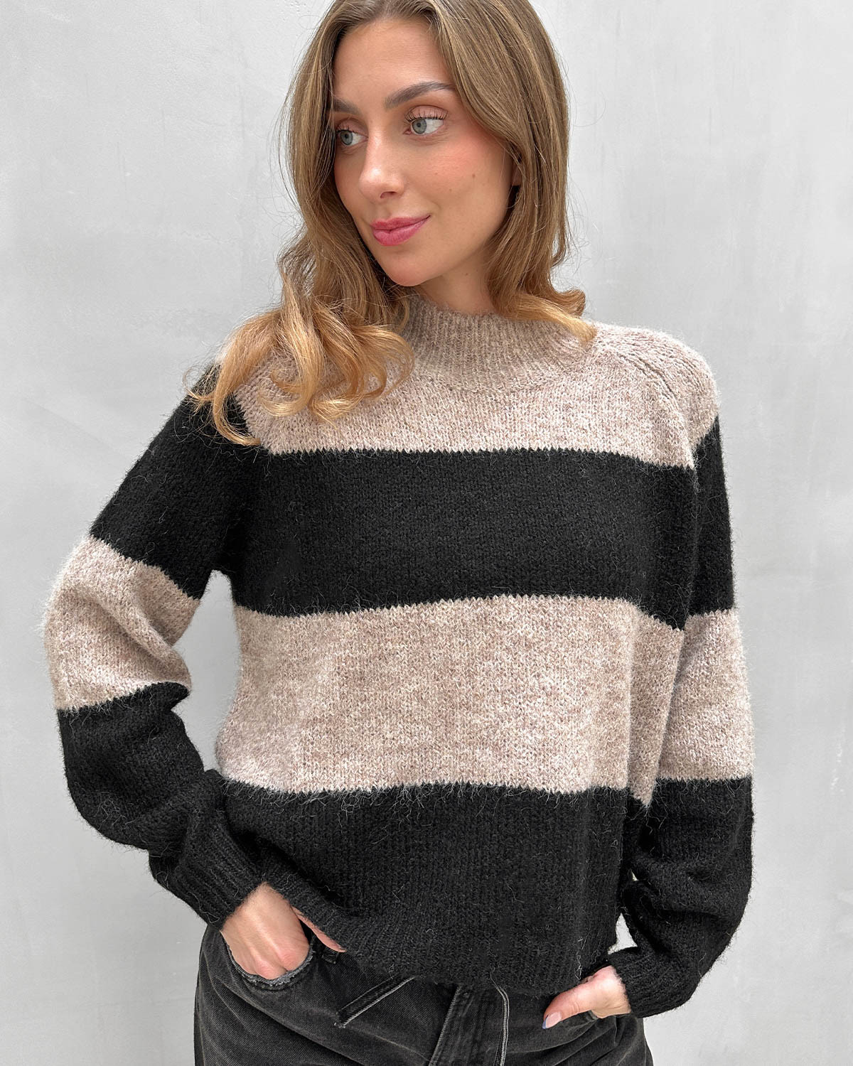 JDY Jdyzoey Chateau Gray Black Life L/S Hn Raglan Pul Knit - M - Brun