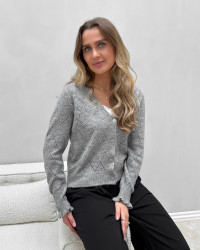 Smuk strik cardigan med frill detalje