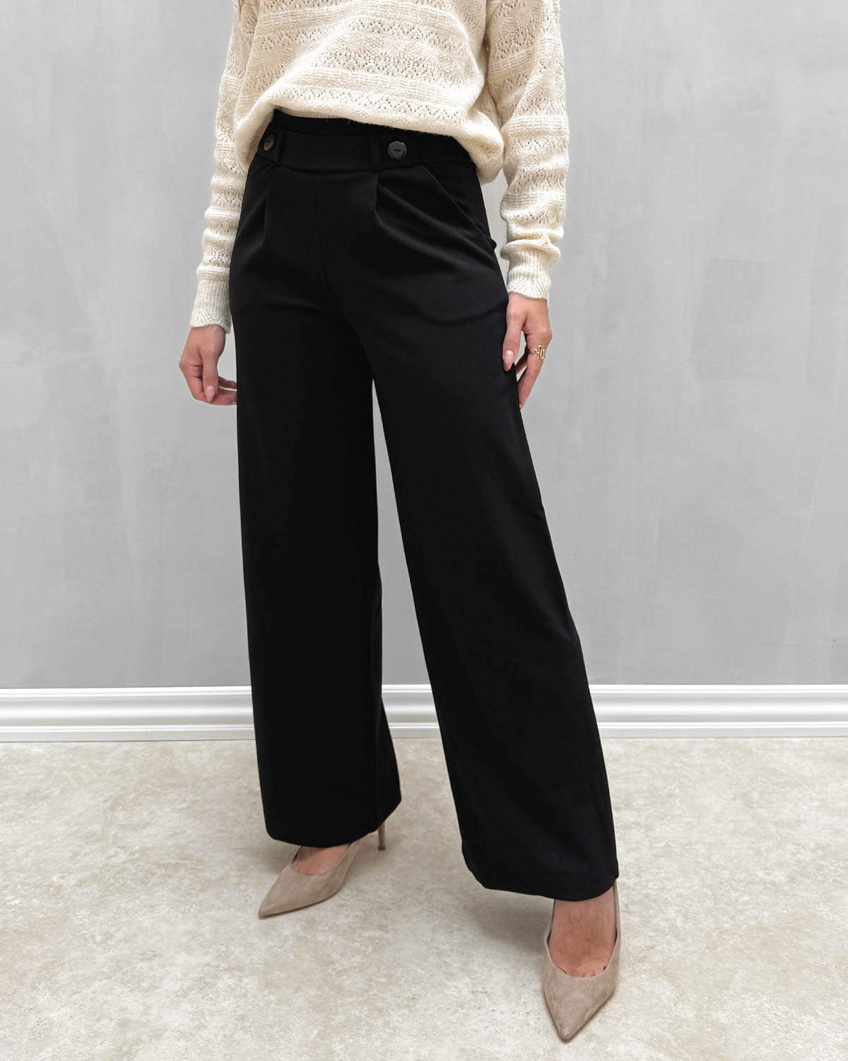 JDY Jdygeggo Black Black Buttons New Long Pant - XL - Sort