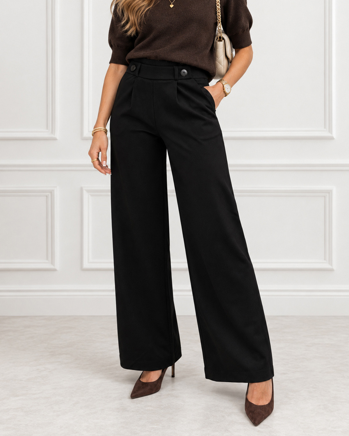 JDY Jdygeggo Black Black Buttons New Long Pant - Sort - S
