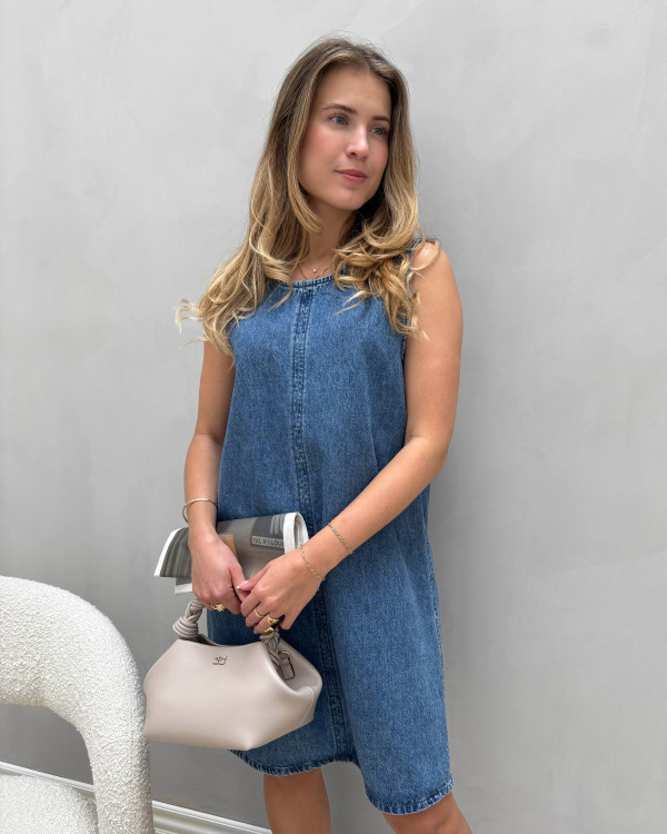 Denim kjole uden ærmer til damer