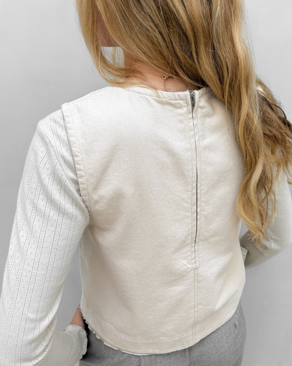 Denim top i lys til damer