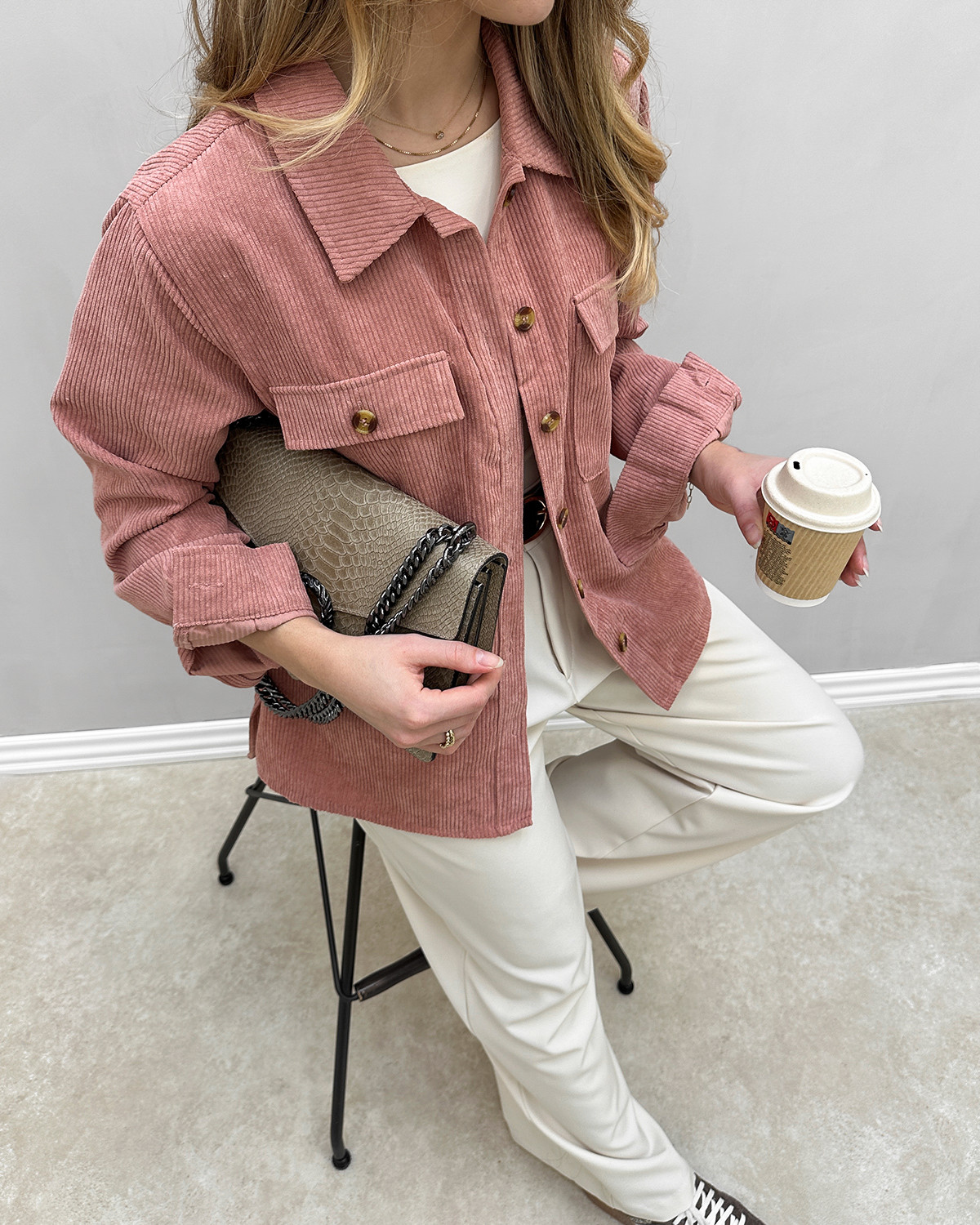 Pieces Pceffi Ash Rose Ls Shirt - L - Rosa