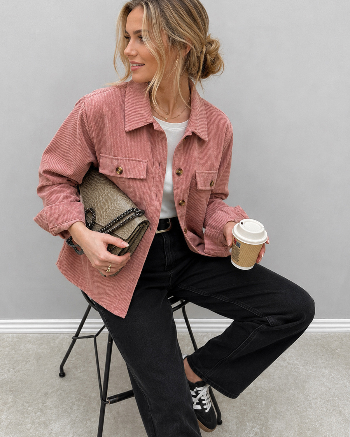 Pieces Pceffi Ash Rose Ls Shirt - S - Rosa
