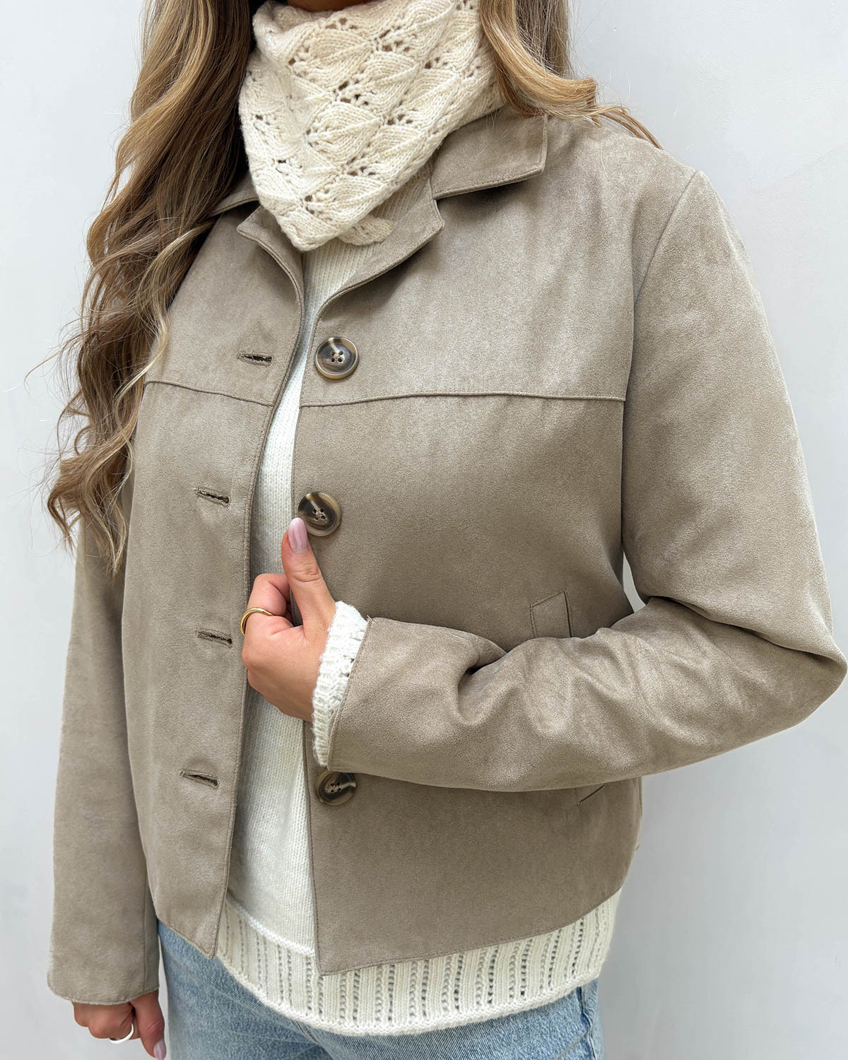 JDY Jdynico Timber Wolf Faux Suede Jacket - S - Brun