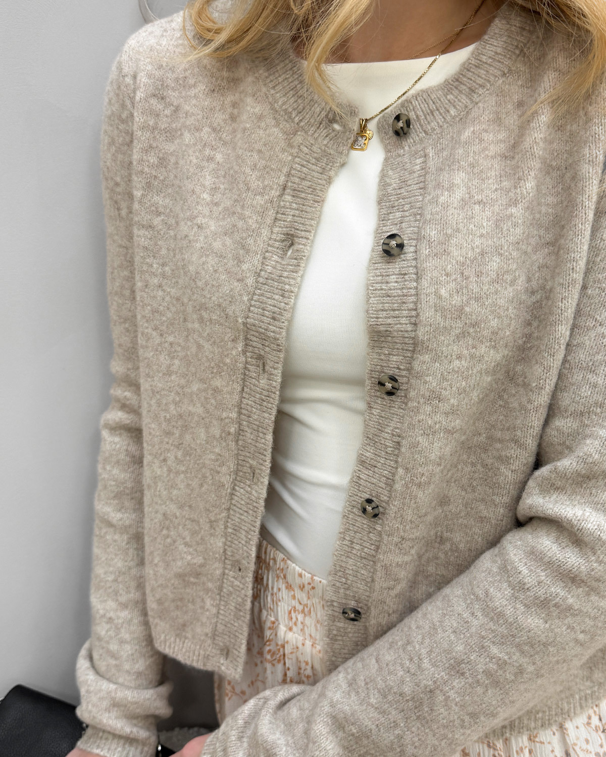 JDY Jdychloe Turtledove Melange Life L/S Cardigan Knit - S - Beige