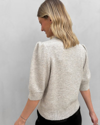 Beige strik med perler til damer