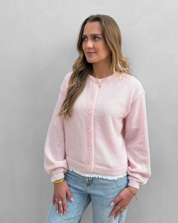 lyserød cardigan til damer