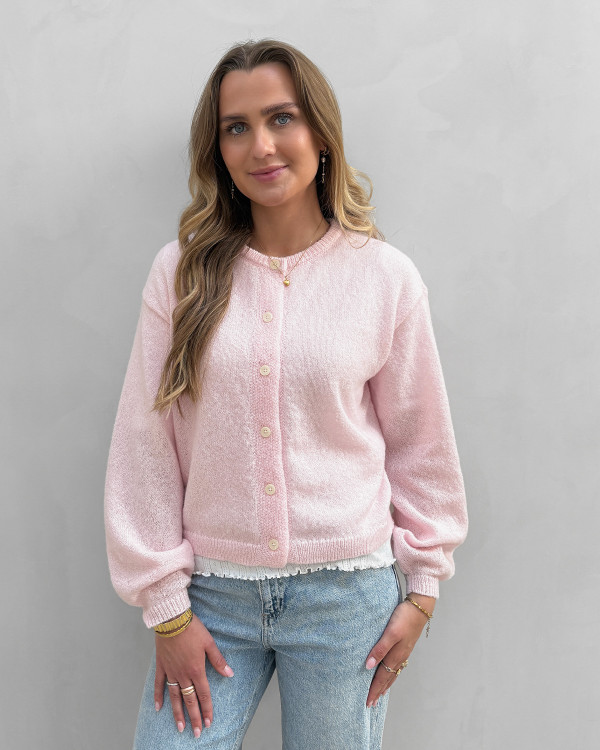 lyserød cardigan til damer
