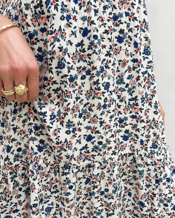 Midi kjole med småt blomster print