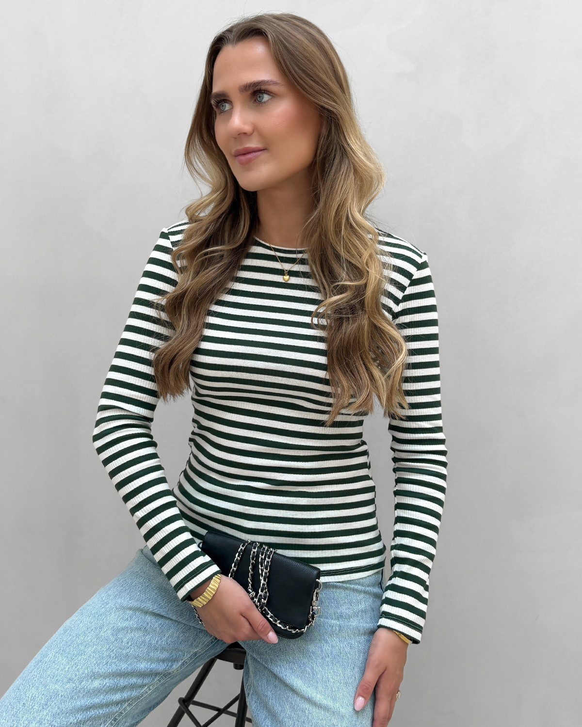 Pieces Pcruka Darkest Spruce Cloud Dancer Ls Top - XS - Grøn