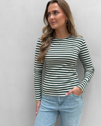 Stribet bluse til damer