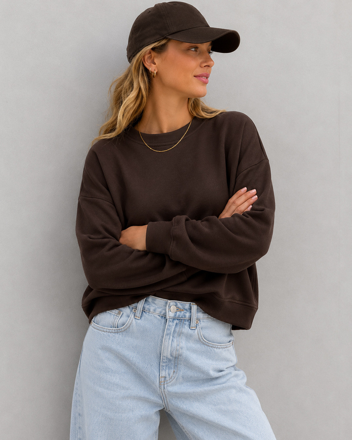 Pieces Pcchilli Hot Fudge Ls Sweat - L - Brun