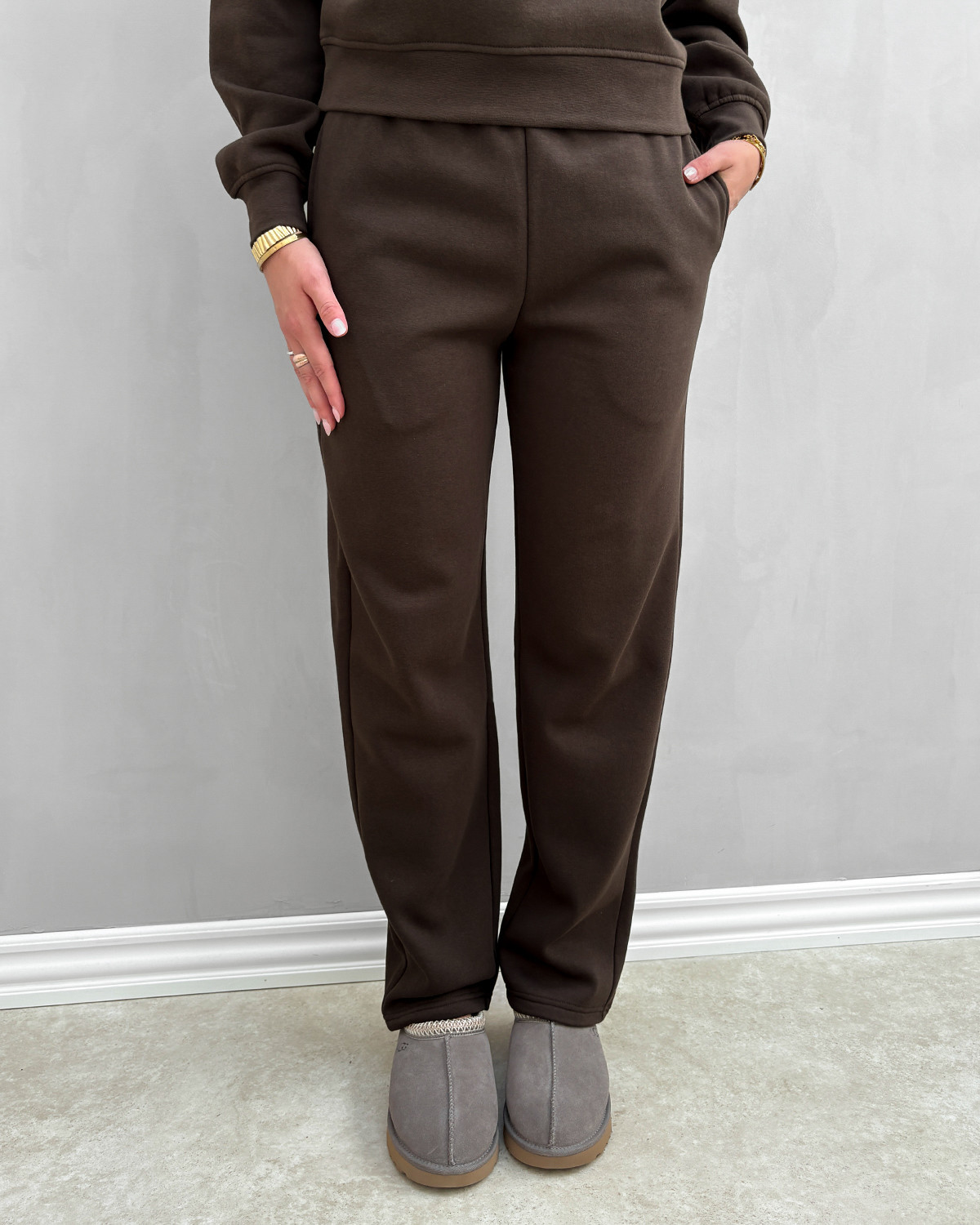Pieces Pcchilli Hot Fudge Hw Straight Sweat Pants - S - Brun