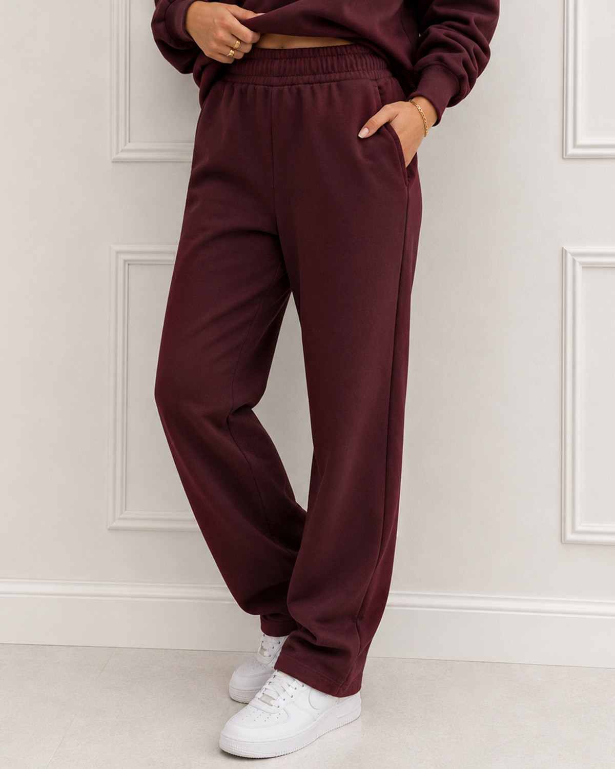 Pieces Pcchilli Tawny Port Hw Straight Sweat Pants - M - Brun
